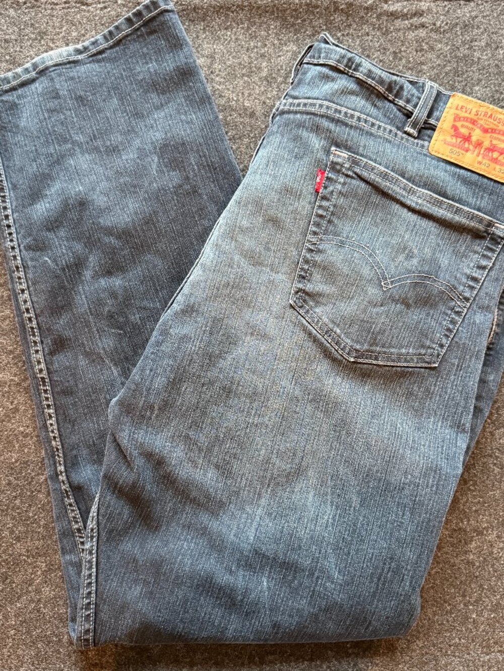 Levi's 505 Regular Fit Jeans Men's 42x32 Dark Wash Straight Leg
